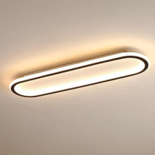 Long Strip LED Ceiling Light Modern Ultra Thin Linear Flush Mount Chandeliers Black 80Cm 68W Tricolor Bedroom