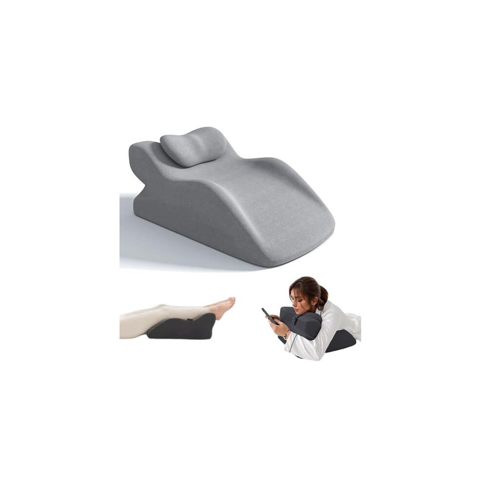 Grey Ergonomic Wedge Pillow With Washable Cover Lumbar Support For After Surgery Blood Circulation Leg Swelling Relief