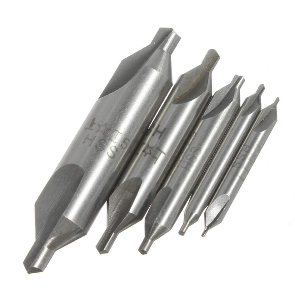 Hss Combined Center Drill Bit 60 Degree Angle, 5Piece Set, Doubleended Countersink, 1.0/1.5/2.5/3.15/5.0 Mm 9001264202842