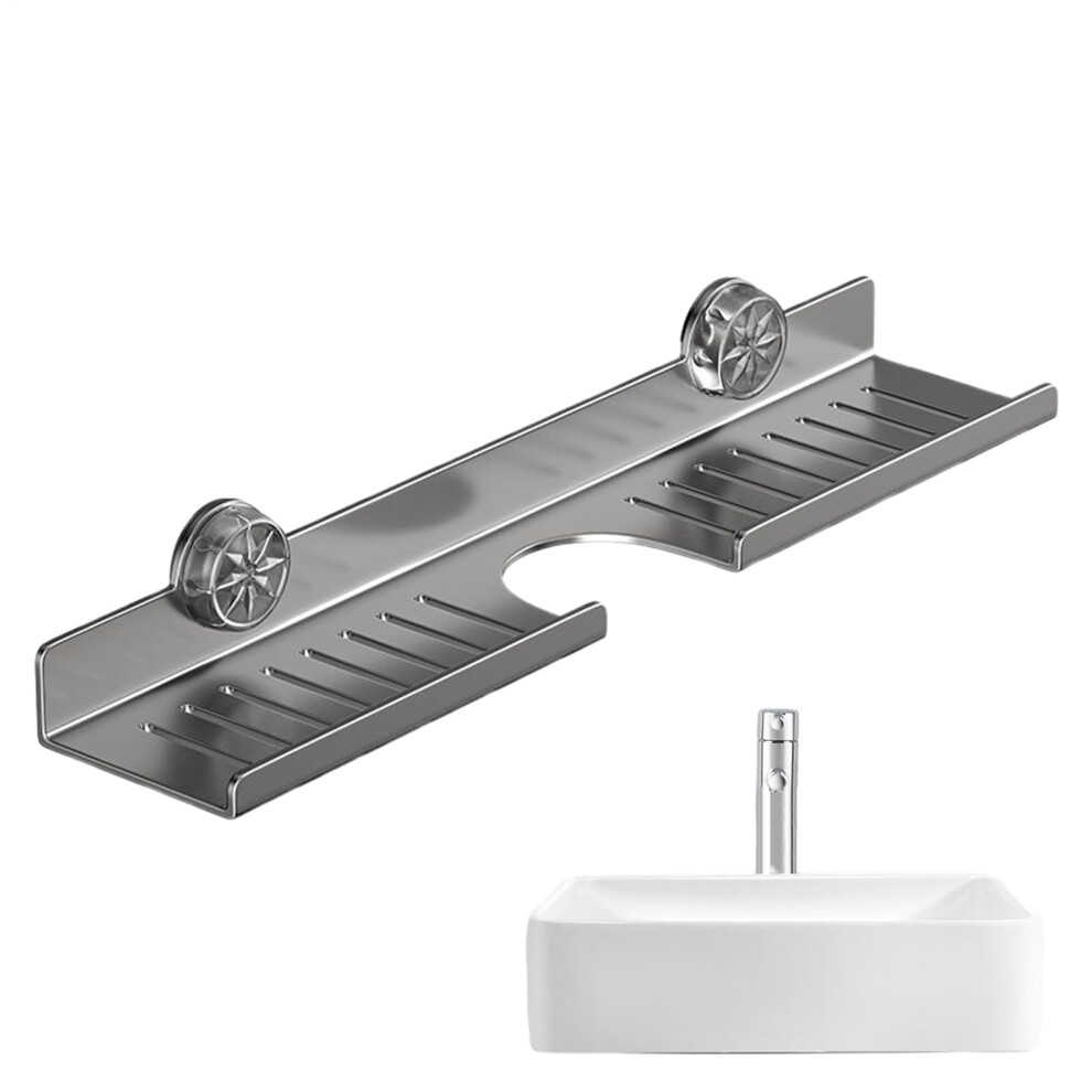 Kitchen Sink Faucet Organizer Suction Cup Dish Brush Holder Carbon Steel Drainage Tray Nodrill Wallmounted 9119770074362