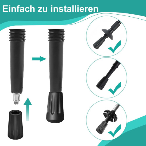 Rubber Buffer for Hiking Poles, Professional Attachment Set, Black, 11 mm 1