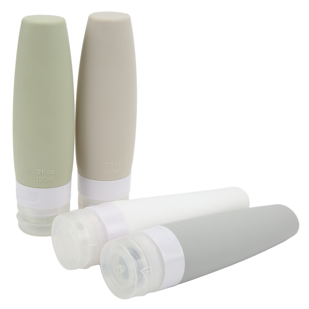 Travel Essentials, Portable Silicone Bottles for Toiletries, Refillable Containers 90ml, Leak Proof and BPA Free, Wide Mouth, Soft Squeeze, Perfect
