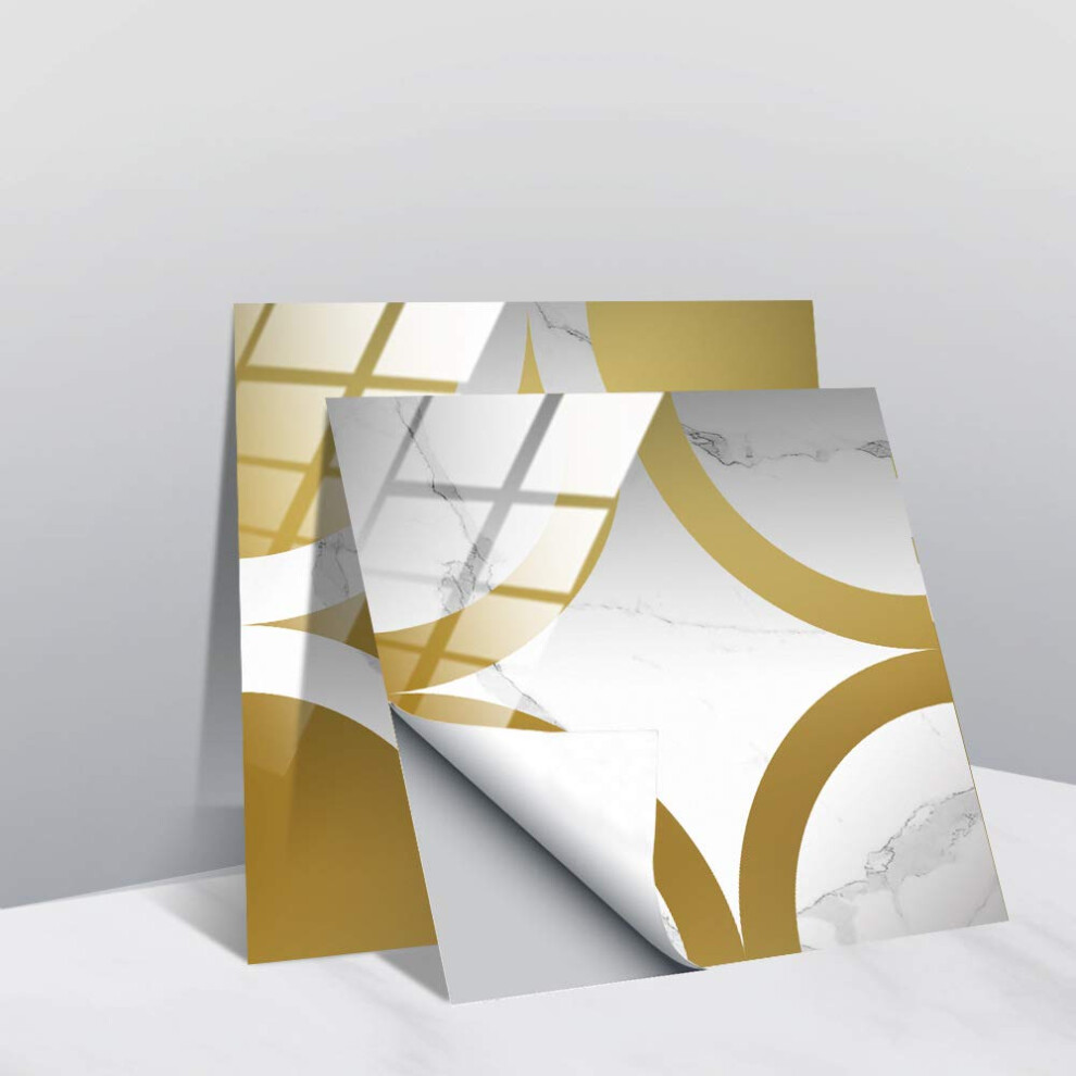 Wall Tiles Stickers Circle Gold Selfadhesive Tile Stickers For Bathroom Kitchen Waterproof Oilproof 10 Pcs 20X20 Cm 9119770075376