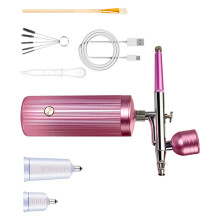 Airbrush Kit Rechargeable Portable High-pink color 0.3mm