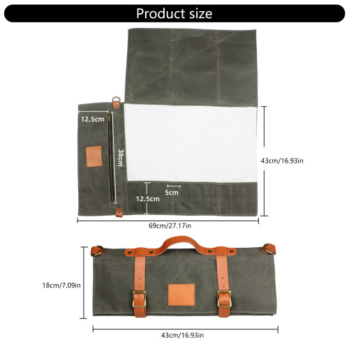 Multifunctional Canvas Chefs Tool Roll Bag Portable Kitchen 2