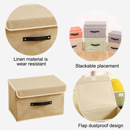 Decorative Collapsible Storage Solutions with Dustproof Lid, Foldable Design for Home, Bedroom (Stable Structure) 2