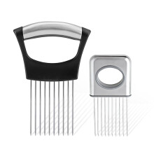 Set of 2 Onion Holder Chopping Helper, Onion Cutter Manual Stainless Steel for Kitchen Potato Vegetables 2pcs onion slicer