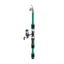 Fishing Rod And Reel Combo 1.8m Telescopic Spinning Pole Carbon Fiber Lake And Sea Camouflage Green Set Portable