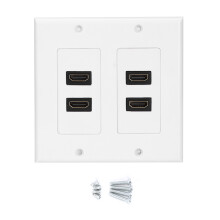 Panneau mural pour connecteurs AV, plaque murale HDMI 4 ports avec construction robuste en ABS, idéal pour la gestion des câbles dans un home