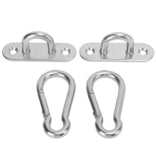 Eye Plate Hardware for Outdoor Hanging, Stainless Steel Corrosion Resistant Eye Plate and Snap Hook Set, Sturdy Wall Mount Hanging Hardware for