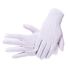 Guanto uniforme per eventi formali, guanto in cotone bianco, tessuto elastico e traspirante, guanto da parata, superfici lisce, design a dita intere,