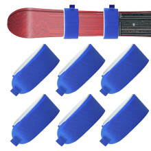 Ski fastening straps, adjustable, with protectors, winter sports accessories, 6 pieces blue