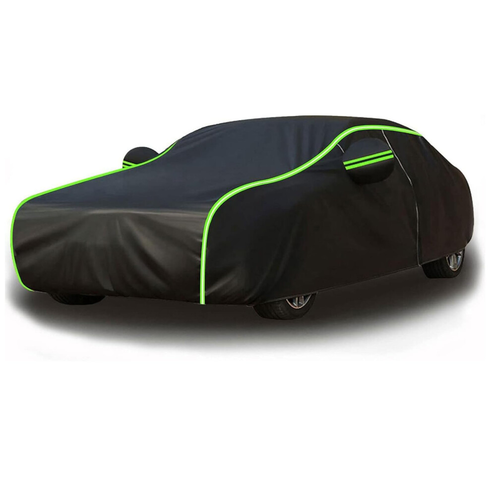 Waterproof Full Car Cover Sedan Windproof Snowproof Outdoor Indoor Right Size Zipper Black/Green 9119770077271