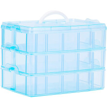 Stapelbare organizer met 3 lagen, transparante plastic opbergdoos met handvat, veelzijdige opbergruimte voor kunst, knutselspullen, sieraden en