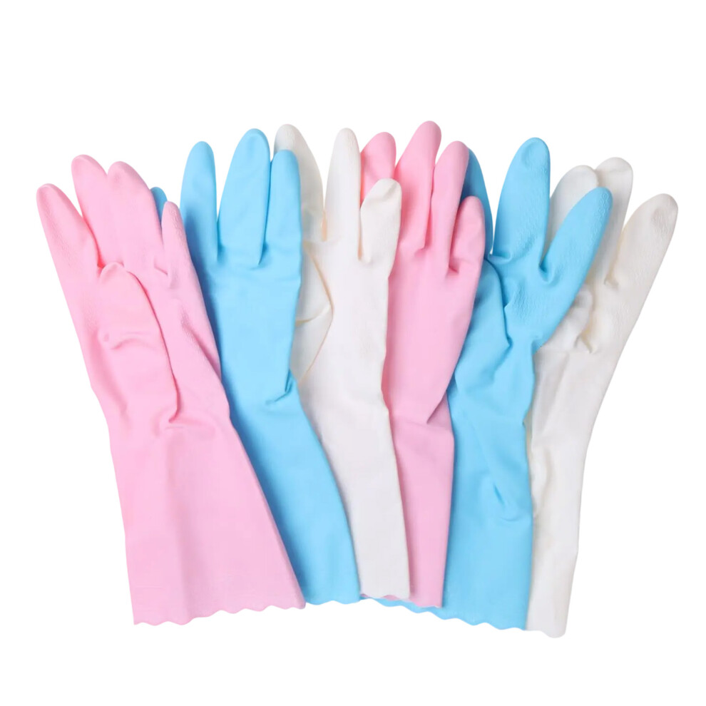 Latex Free Washing Up Gloves, 3 Pcs Dishwashing Gloves, Cotton Flocked Liner, Non-Slip, Small, Waterproof Household Gloves For Laundry, Gardening 9155353381182