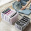 Denim Storage Box Wardrobe Drawer Mesh Divider Foldable Washable (White, L) 5