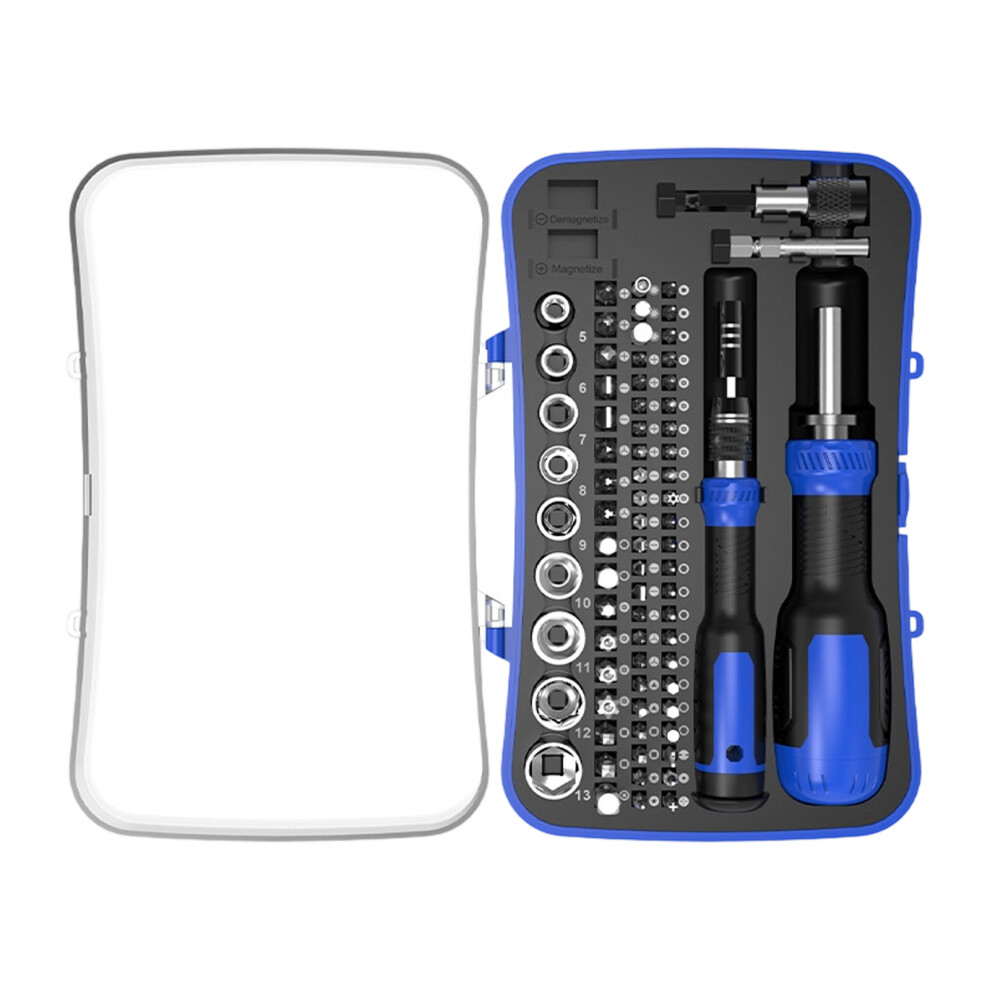 Multifunction Ergonomic Ratcheting Screwdriver Kit-Blue 77 In 1 7754000924530