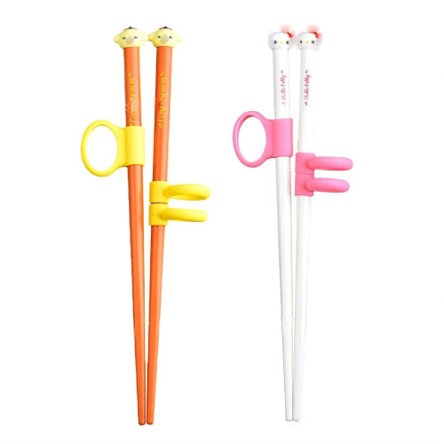 2 Pairs Kids Chopsticks, Learning Sticks with HelloKEty Design, BPAFree