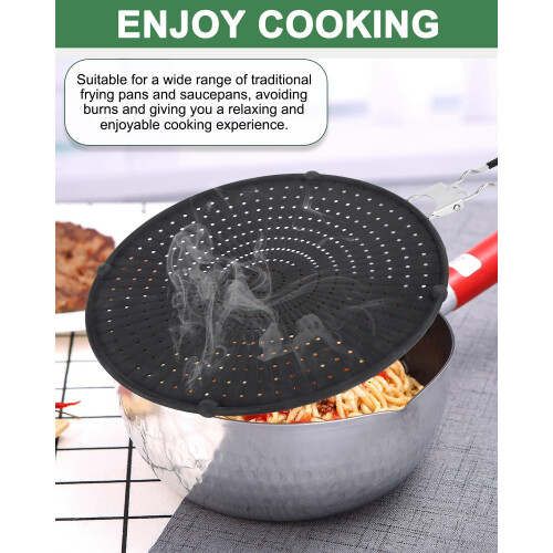 Silicone Splash Guard Pans, 32 cm with Folding Handle, Universal Black 2