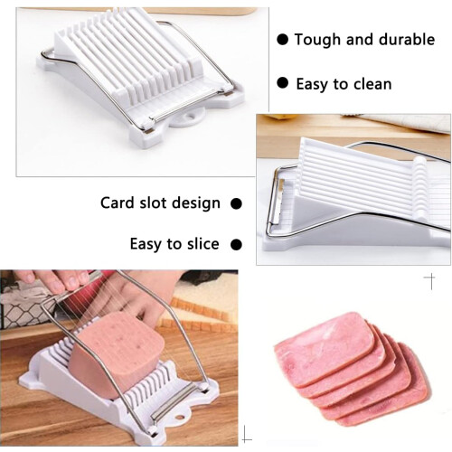 Luncheon Meat Slicing Tool, Ham Slicing Tool, Egg Slicer, Soft Fruit (White) 2