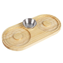 Margarita Salt Rim Set, Solid Wood Bar Glass Edge with Stainless Steel Bowl