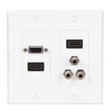 Plaque murale décorative de cache-câbles avec support de passage pour câbles HDMI et composants basse tension. Construction durable et résistante