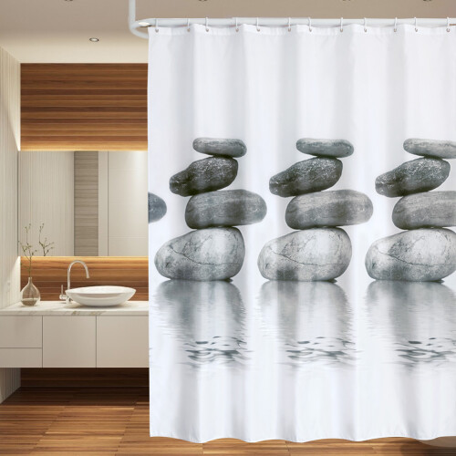 Nature Landscape Shower Curtain, Gray, Featuring Lead Weight Line For ...