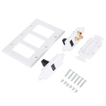 Plaque murale décorative blanche, conception innovante de passage de câbles pour une installation facile, USB 2.0, HDMI, 3 RCA, conception experte