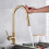 Sensor Touch Kitchen Faucets Brushed Gold Brass Touch Activated Sink Faucet, Deck Mount PullDown Sprayer 2