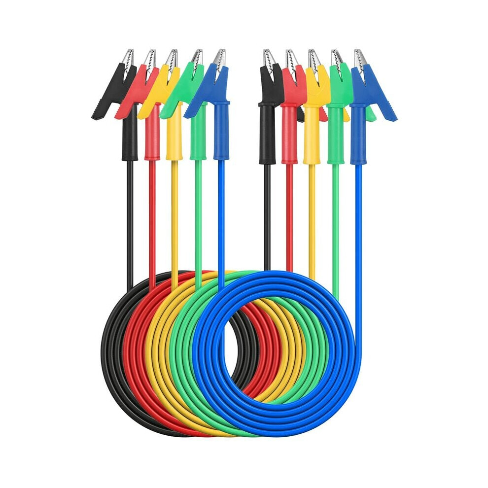 Enhanced Dual Ended Crocodile Clips, Insulated Test Lead Wire For Low Current Testing, Protective Copper Clamps For Automotive Accessories, 5Pcs Color 9436597774887