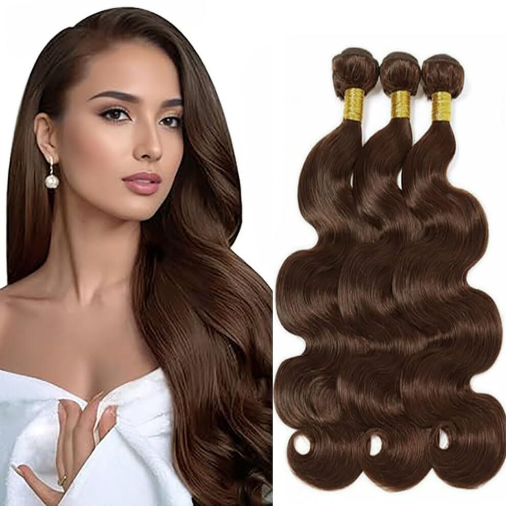 Dark/Brown #4 Body Wave Unprocessed Brazilian Virgin Remy Double Weft 3 Bundles 300G 16 18 20 Inch