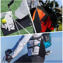 Toalha de golfe unissex, em microfibra com padrão waffle, absorvente e com gancho mosquetão. Resistente e de secagem rápida.