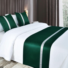 Bed Runner Rug King Size Dark Green Satin Protector Slipcover 50x50cm No Core