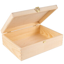 A4 Wooden Box with Lid 33.8x24.8x10cm Unfinished Storage Box for Valuables