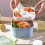 Practical Salad Bowl With Tray and Forks Portable-Blue 7