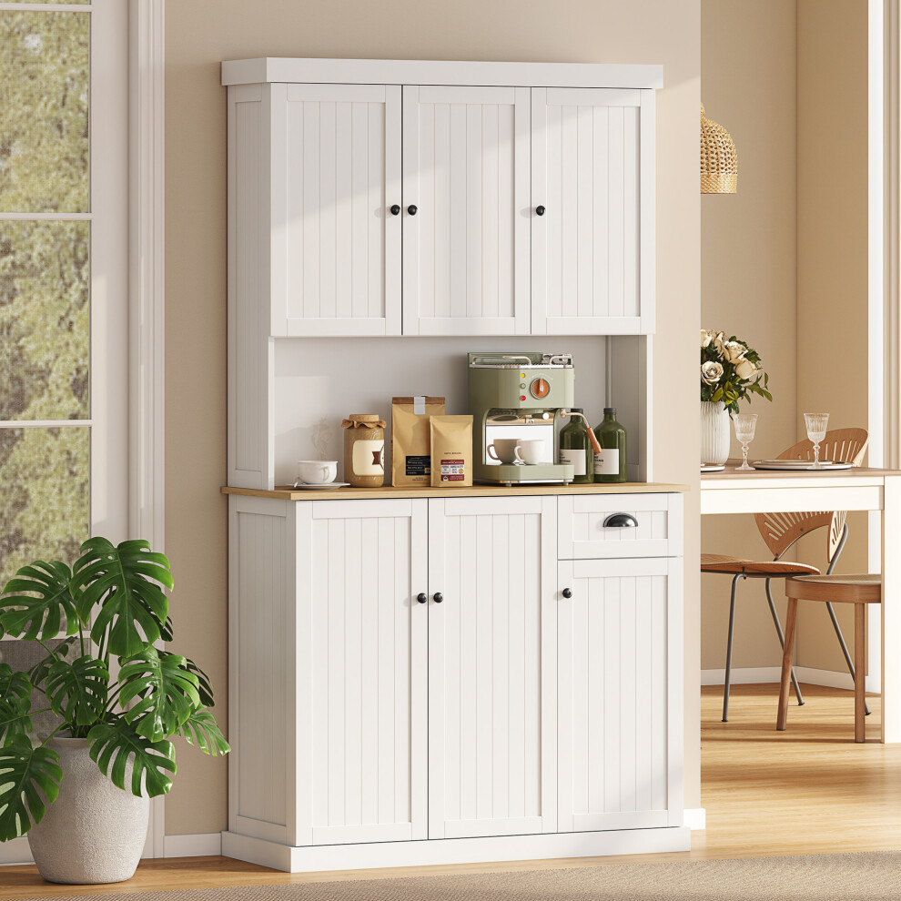 Homcom Kitchen Cupboard Storage Cabinet With Adjustable Shelves, White