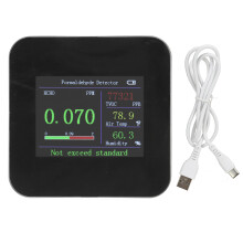 PM2.5PM1.0PM10Tester Digitale luchtkwaliteitsmeter voor binnen met TFT-display, CO₂-, TVOC- en HCHO-meting, oplaadbare batterij en kleurendisplay.