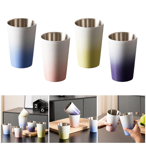 Practical Stainless Steel Office Water Cup Drinkware-Pink 350ml 2