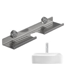 Suction Cup Sponge Holder Carbon Steel WallMounted NoDrill Drying Tray For Brush, Towel, Cup Bathroom Farmhouse