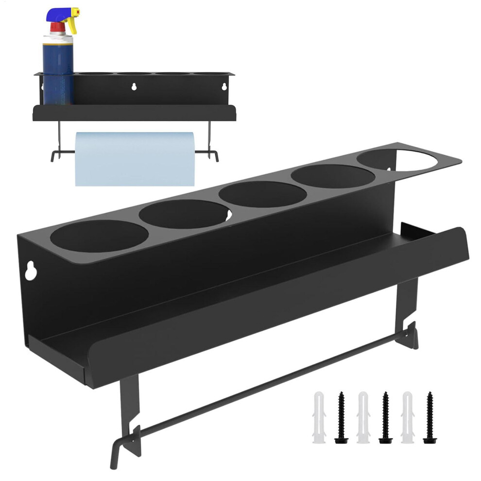 Spray Bottle Holder 5Can Capacity Wallmounted Shelf For Paint And Lubricant Cans Powdercoated Finish Garage Organizer 9323874461908