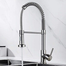 Faucets Brushed Brass Kitchen Mixer With 360Degree Rotating Spray Nozzle Hot And Cold Sink Black