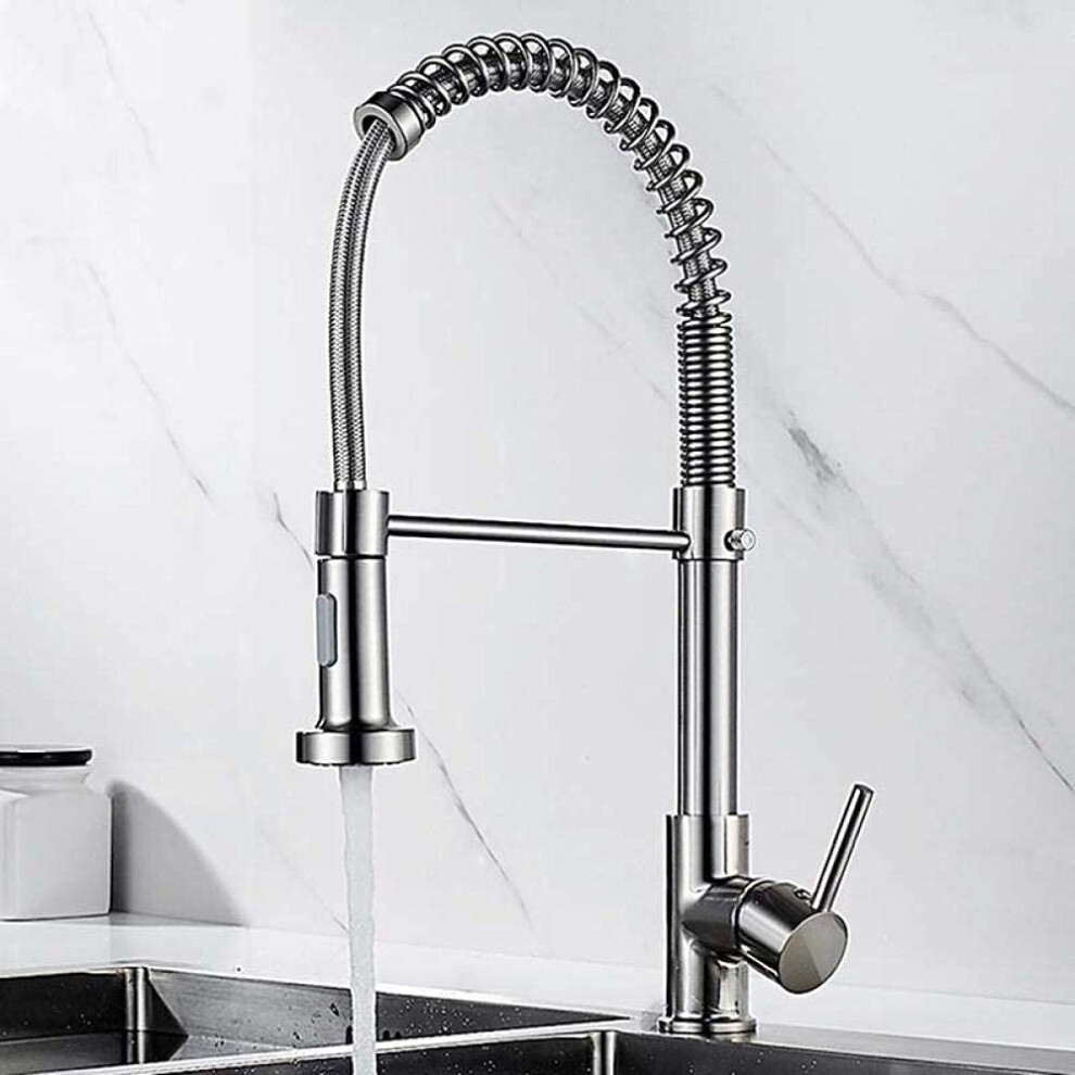 Faucets Brushed Brass Kitchen Mixer With 360Degree Rotating Spray Nozzle Hot And Cold Sink Black 9339159682319