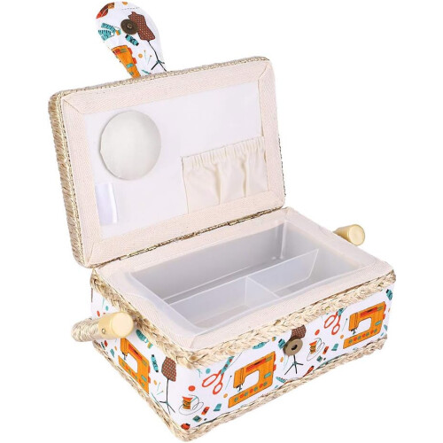 Sewing Kit Storage Box Sewing Box with Handle for Household Handmaker Sewing Storage Basket 2