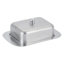 Butterdose mit Griffdeckel, elegante Butterdose aus Edelstahl für die Arbeitsplatte, perfekt dimensionierter Butterbehälter mit Deckel, Elega