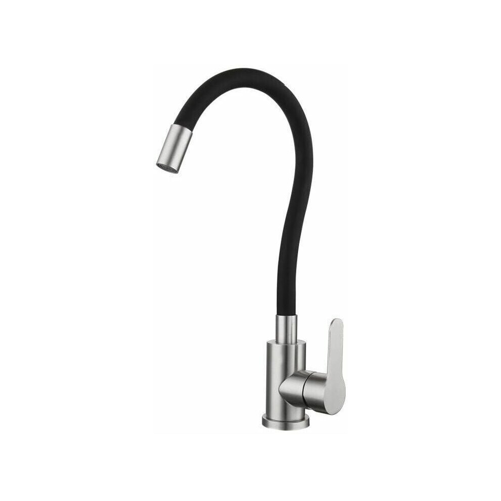 Flexible Hose Kitchen Faucet, Brushed Nickel Kitchen Faucet With Dual Mode Setting, Solid Brass For Reliable Performance And Stylish Appearance (Black 9466005149075