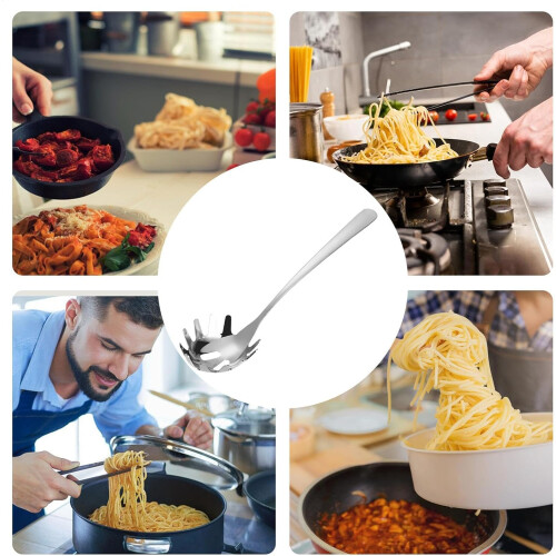 spaghetti spoon made of stainless steel silver 2