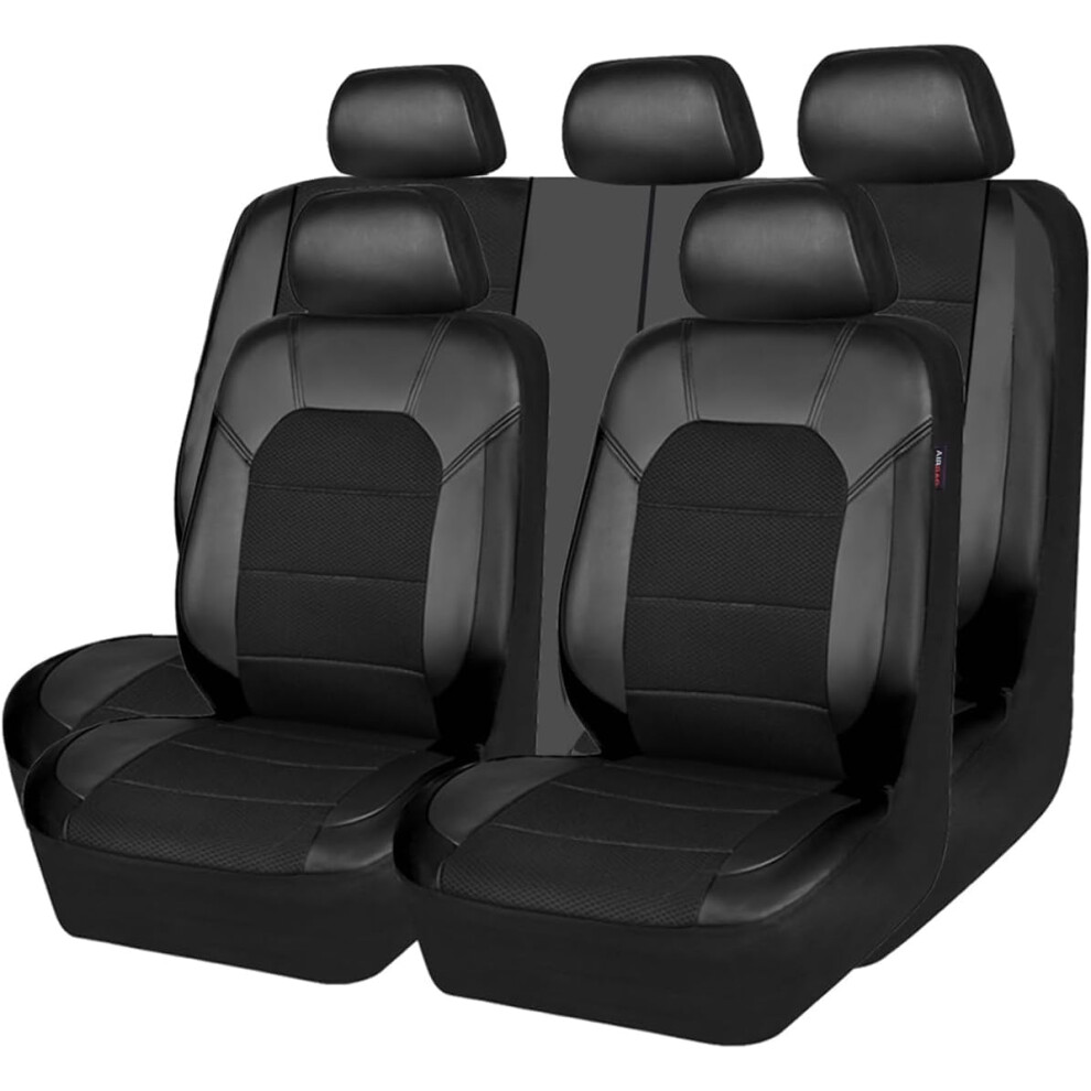 Leather Car Seat Covers For Audi A4 B9 Sedan, Breathable Ice Silk Full Set, Antislip Fit 9323874461755