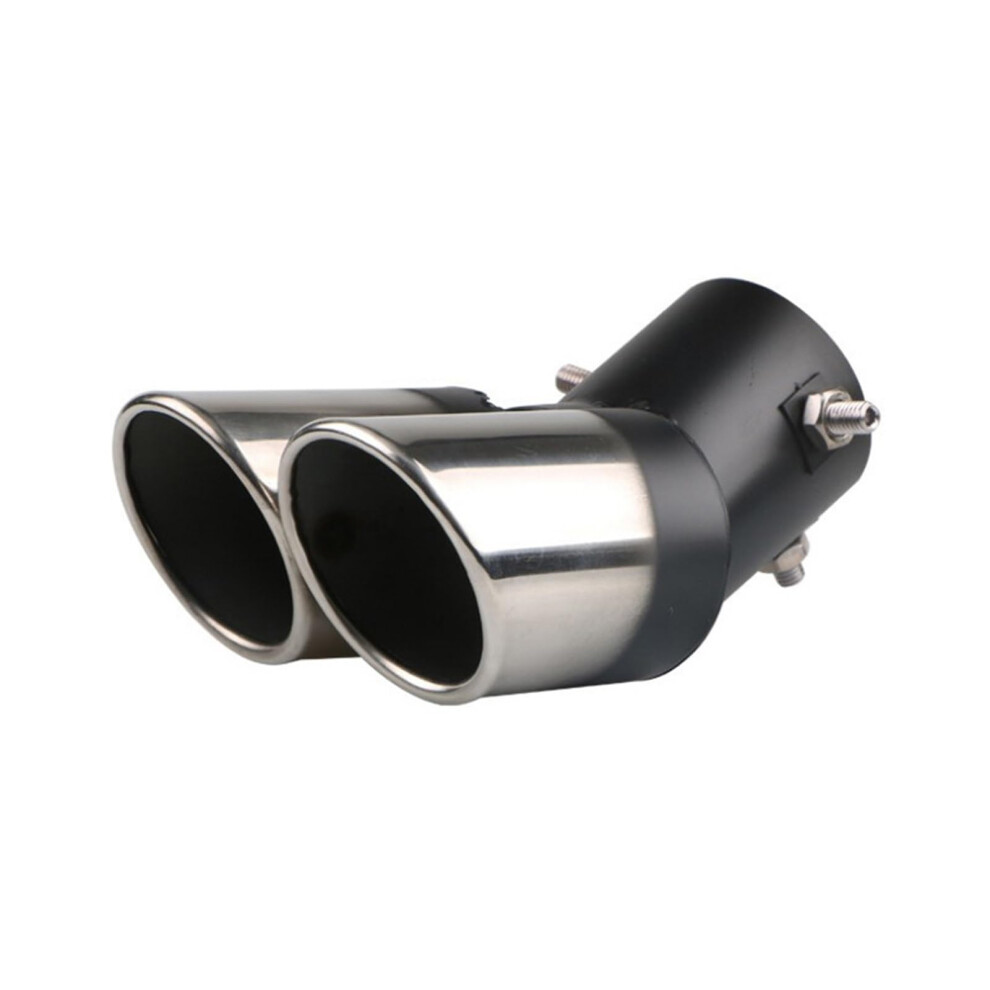63Mm Stainless Steel Dual Exhaust Tip, Universal Fit Car Muffler Tail Pipe Black 9001264210373