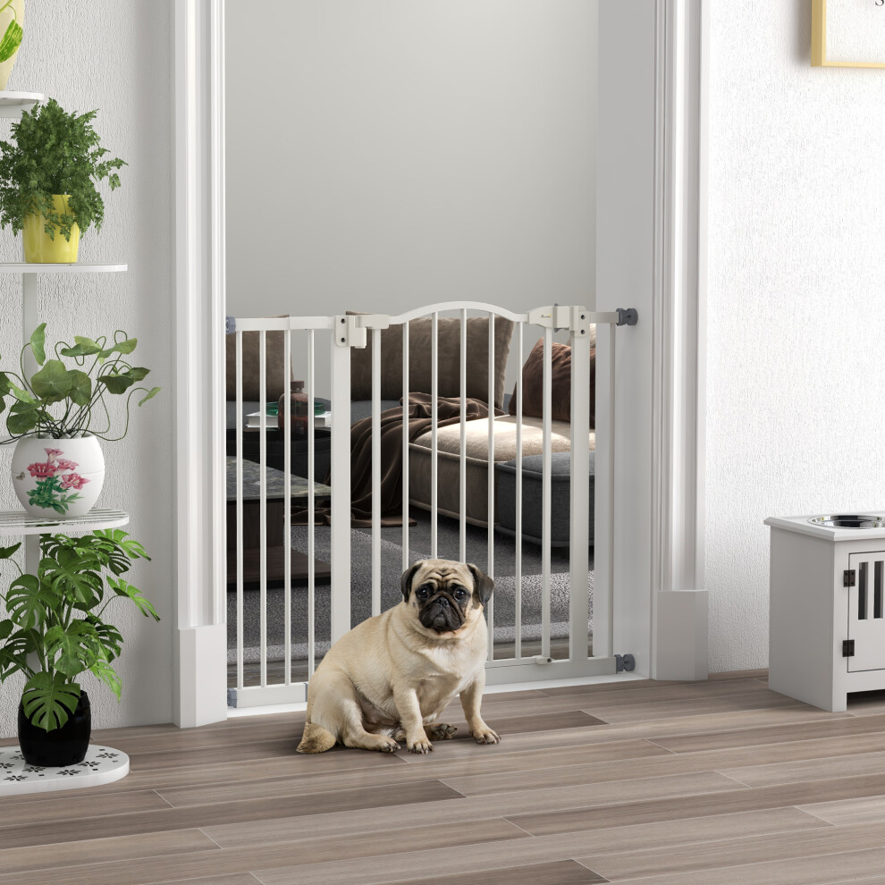 PawHut White Metal Adjustable Pet Safety Gate - 74-94cm Width - Image 4