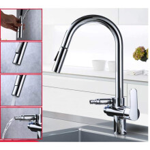 Kitchen Taps with PullDown Shower, PullDown Dishwasher, Hot and Cold Sink Tap, Black A